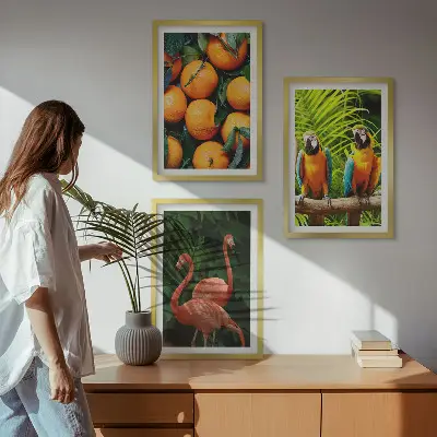 Set de tablouri pentru dormitor cu motive tropicale și accente fructate