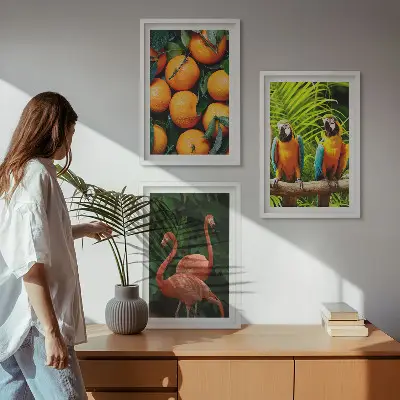 Set de tablouri pentru dormitor cu motive tropicale și accente fructate