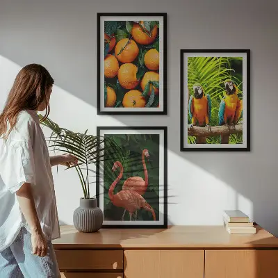Set de tablouri pentru dormitor cu motive tropicale și accente fructate