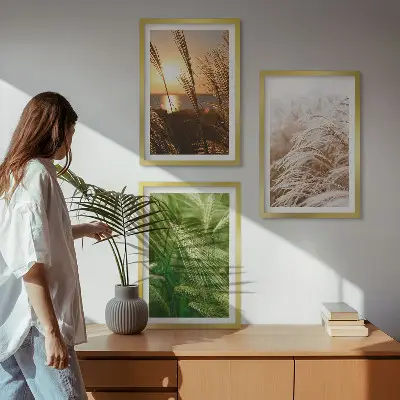 Set de tablouri pentru dormitor cu model de ierburi colorate în natură