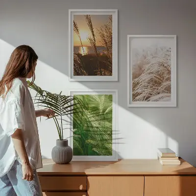 Set de tablouri pentru dormitor cu model de ierburi colorate în natură