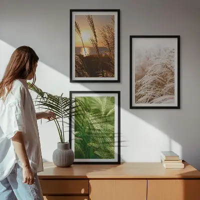 Set de tablouri pentru dormitor cu model de ierburi colorate în natură
