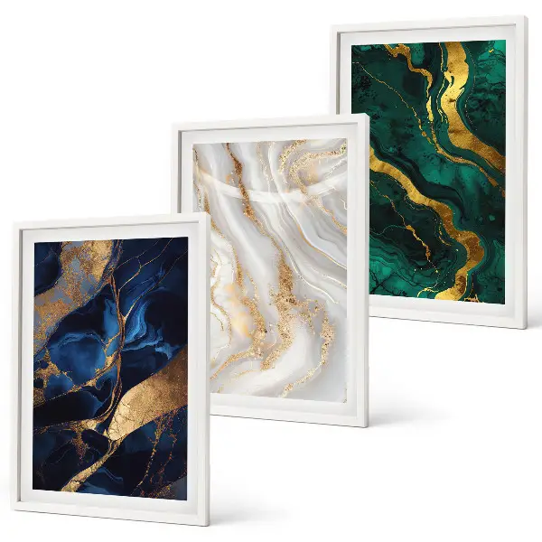 Set tablouri decorative cu modele abstracte albastru-verde