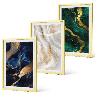 Set tablouri decorative cu modele abstracte albastru-verde