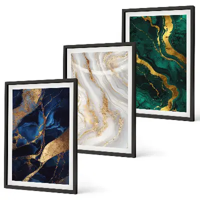 Set tablouri decorative cu modele abstracte albastru-verde