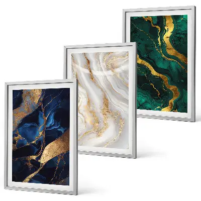 Set tablouri decorative cu modele abstracte albastru-verde