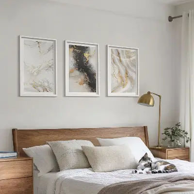 Set de tablouri pentru dormitor cu modele abstracte alb-negru
