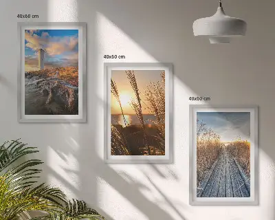 Set tablouri pentru dormitor cu debarcader și iarbă pe far