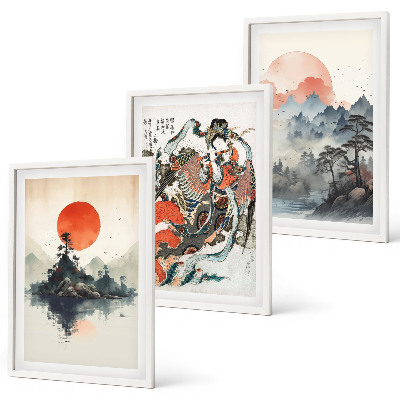 Set tablouri pentru dormitor Picturi asiatice japandi