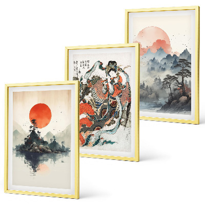 Set tablouri pentru dormitor Picturi asiatice japandi