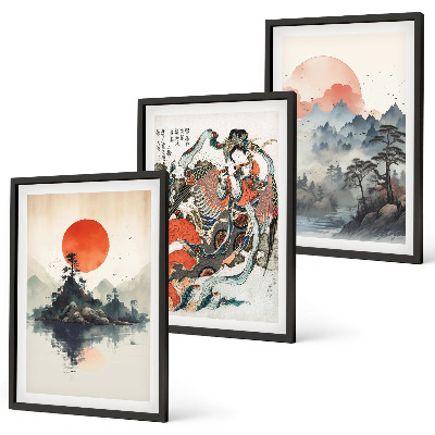 Set tablouri pentru dormitor Picturi asiatice japandi
