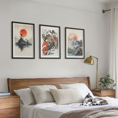 Set tablouri pentru dormitor Picturi asiatice japandi