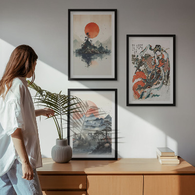 Set tablouri pentru dormitor Picturi asiatice japandi