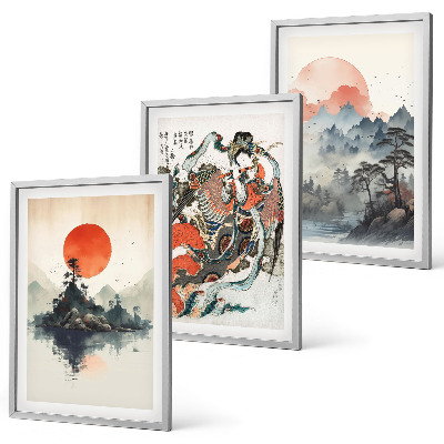 Set tablouri pentru dormitor Picturi asiatice japandi