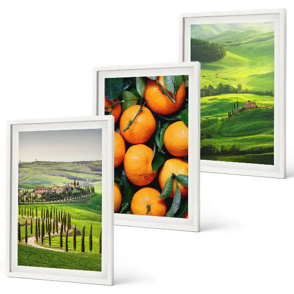Set de tablouri pentru dormitor cu peisaj rural italian și portocale