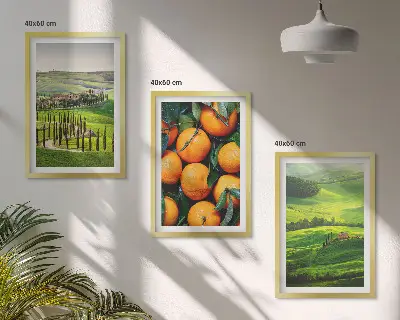 Set de tablouri pentru dormitor cu peisaj rural italian și portocale