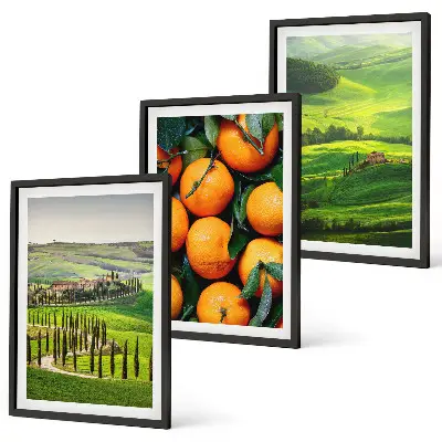 Set de tablouri pentru dormitor cu peisaj rural italian și portocale