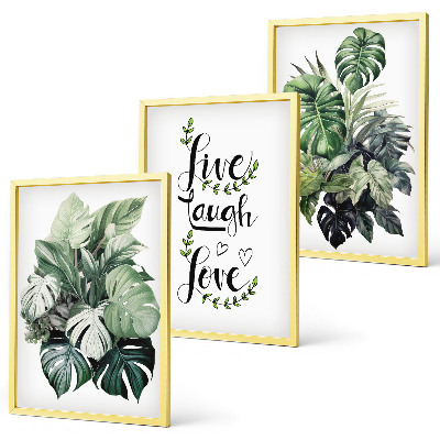 Set tablouri pentru dormitor Plantele cu frunze trăiesc, râd, iubesc