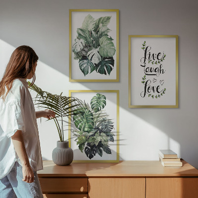 Set tablouri pentru dormitor Plantele cu frunze trăiesc, râd, iubesc