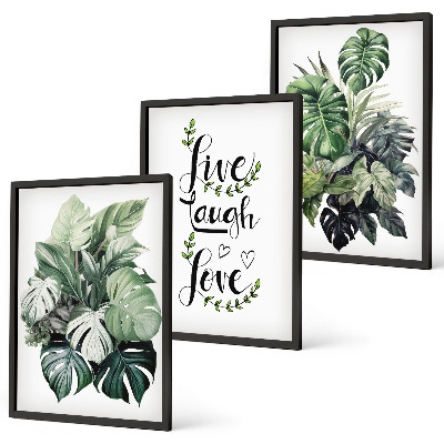 Set tablouri pentru dormitor Plantele cu frunze trăiesc, râd, iubesc