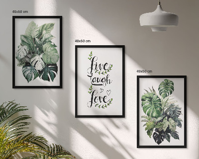 Set tablouri pentru dormitor Plantele cu frunze trăiesc, râd, iubesc
