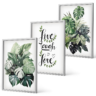Set tablouri pentru dormitor Plantele cu frunze trăiesc, râd, iubesc