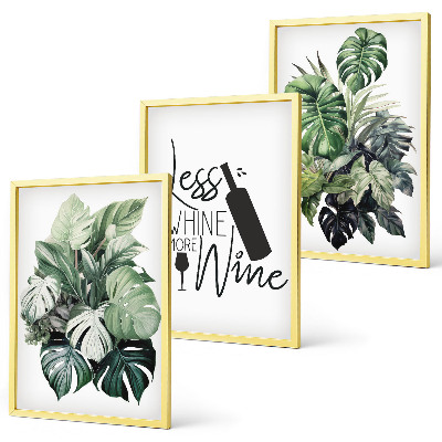 Set tablouri decorative Frunze de plantă verde de vin