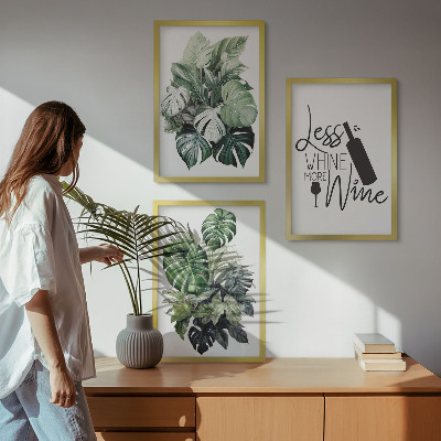 Set tablouri decorative Frunze de plantă verde de vin