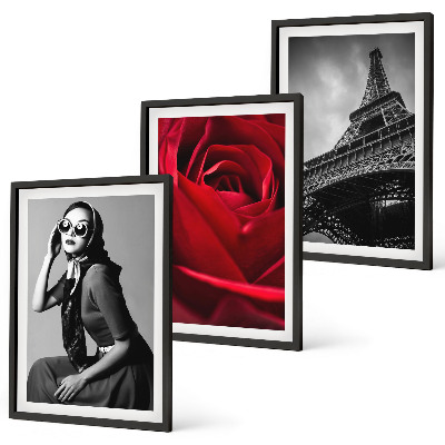 Set tablouri pentru dormitor Doamnă pariziană cu ochelari Eiffel