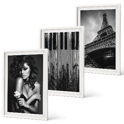 Set tablouri decorative Portretul unei femei cu un trandafir Eiffel