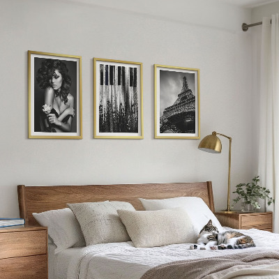 Set tablouri decorative Portretul unei femei cu un trandafir Eiffel