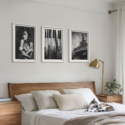 Set tablouri decorative Portretul unei femei cu un trandafir Eiffel