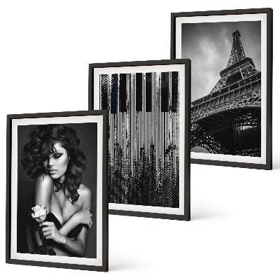 Set tablouri decorative Portretul unei femei cu un trandafir Eiffel