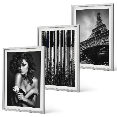 Set tablouri decorative Portretul unei femei cu un trandafir Eiffel