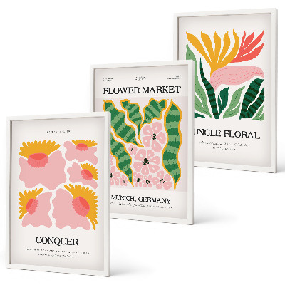 Set tablouri decorative Postere moderne cu flori și frunze