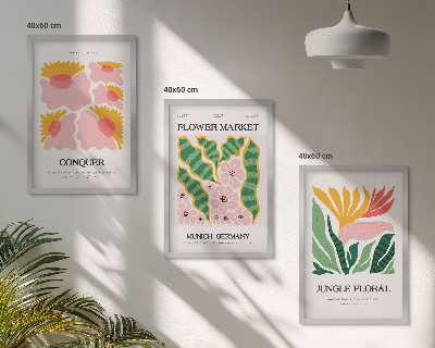 Set tablouri decorative Postere moderne cu flori și frunze