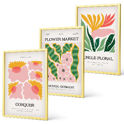 Set tablouri decorative Postere moderne cu flori și frunze