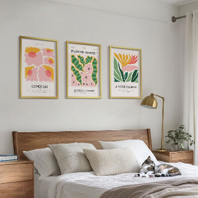 Set tablouri decorative Postere moderne cu flori și frunze
