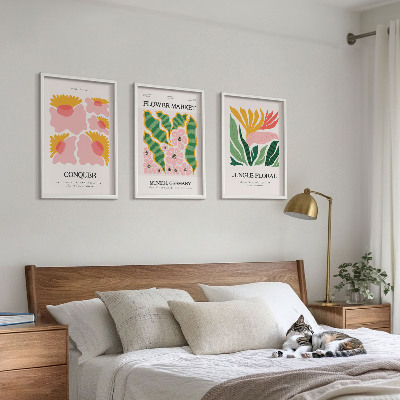 Set tablouri decorative Postere moderne cu flori și frunze