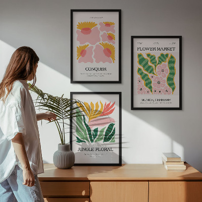 Set tablouri decorative Postere moderne cu flori și frunze