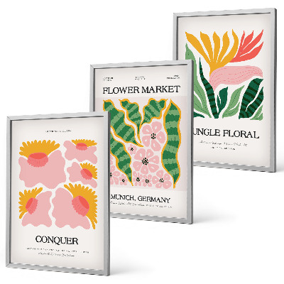 Set tablouri decorative Postere moderne cu flori și frunze