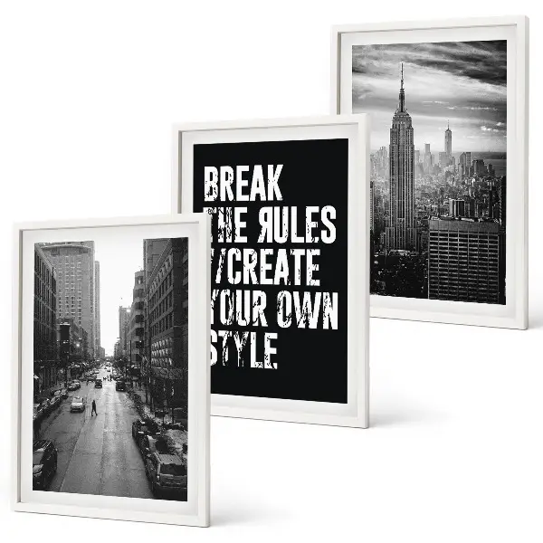 Set tablouri decorative inspirație urbană în alb și negru