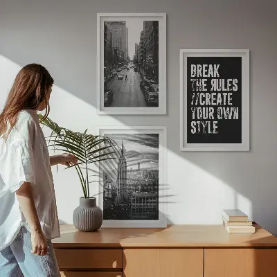 Set tablouri decorative inspirație urbană în alb și negru