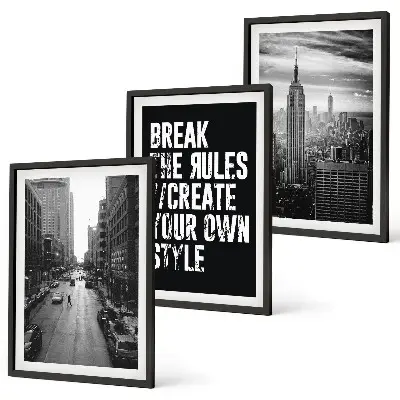 Set tablouri decorative inspirație urbană în alb și negru