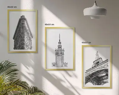 Set de tablouri pentru dormitor cu clădiri arhitecturale alb-negru