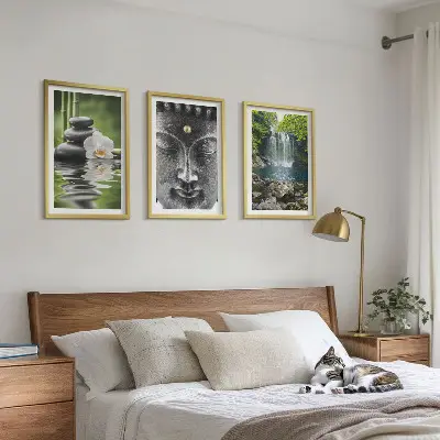 Set tablouri decorative pietre de armonie cu Buddha și apă
