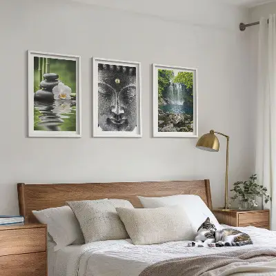 Set tablouri decorative pietre de armonie cu Buddha și apă