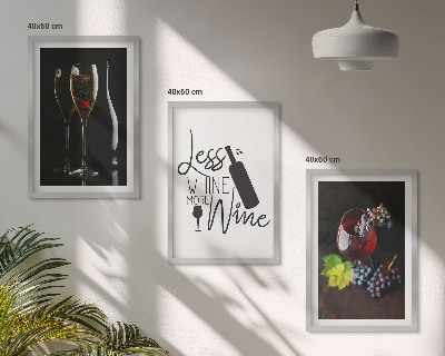 Set tablouri pentru dormitor Pahare de vin cu struguri și inscripție