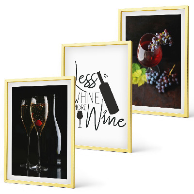 Set tablouri pentru dormitor Pahare de vin cu struguri și inscripție