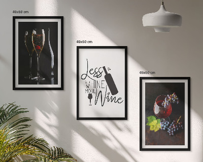Set tablouri pentru dormitor Pahare de vin cu struguri și inscripție